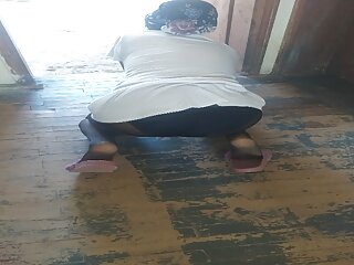 Woman In Hijab Wipes The Floor In The Village House free video