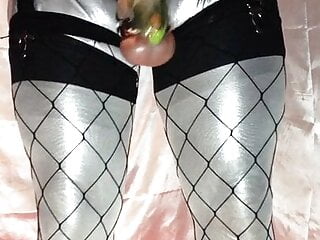 Sissy Bitch In Silver And Black Show Plays Fucking Cock And free video