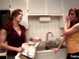 Busty Milf Teaches Young Brunette How To Cook And Then Some free video
