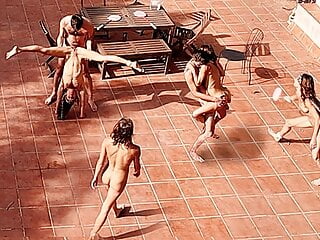 Couple Playing And Fucking In The Courtyard, Outside free video