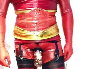 Sissy Bitch In Red And Gold Sex Fucking Show free video