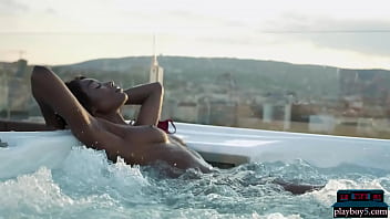 Ebony Beauty From Cameroon Mimi Desuka Gets Naked In A Pool For Playboy