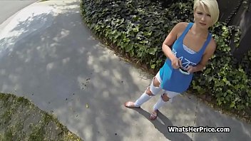 Super Sexy Icy Blonde Blows Me Outdoors For Money free video