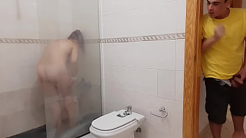 Chubby Stepmom Caught In The Shower Naked And Also Wants Stepson's Cock free video