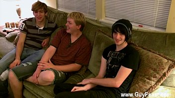Gay Clip Of Aron, Kyle And James Are Suspending Out On The Couch And free video