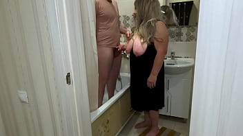 Mature Milf Jerked Off His Cock In The Bathroom And Engaged In Anal Sex free video