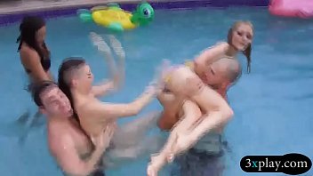 Hotties Pool Blowjob And Fucked With Nasty Guys In Orgy free video