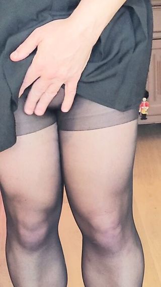 Crossdresser Win Black Tights, Heels And Dress free video