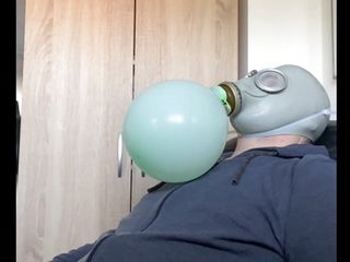 Bhdl - N.v.a. Gasmask Breathplay - Training With Ballon Breathbag free video