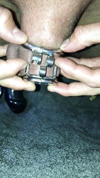 Chancing Normal Chastity To Micro Chastity Cage With Penis Plug free video