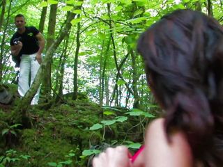 Hot Brunette In Pink Fishnet Anal Fucked In The Woods free video