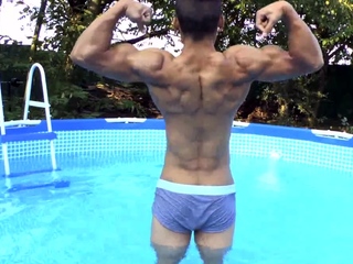 Flexing And Posing In The Pool - Gypsy Rodrigo Rossallini free video