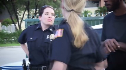 Redhead And Blondie Cops Are Looking For The Biggest Cock At The Hood To Fuck Him And Suck It All free video